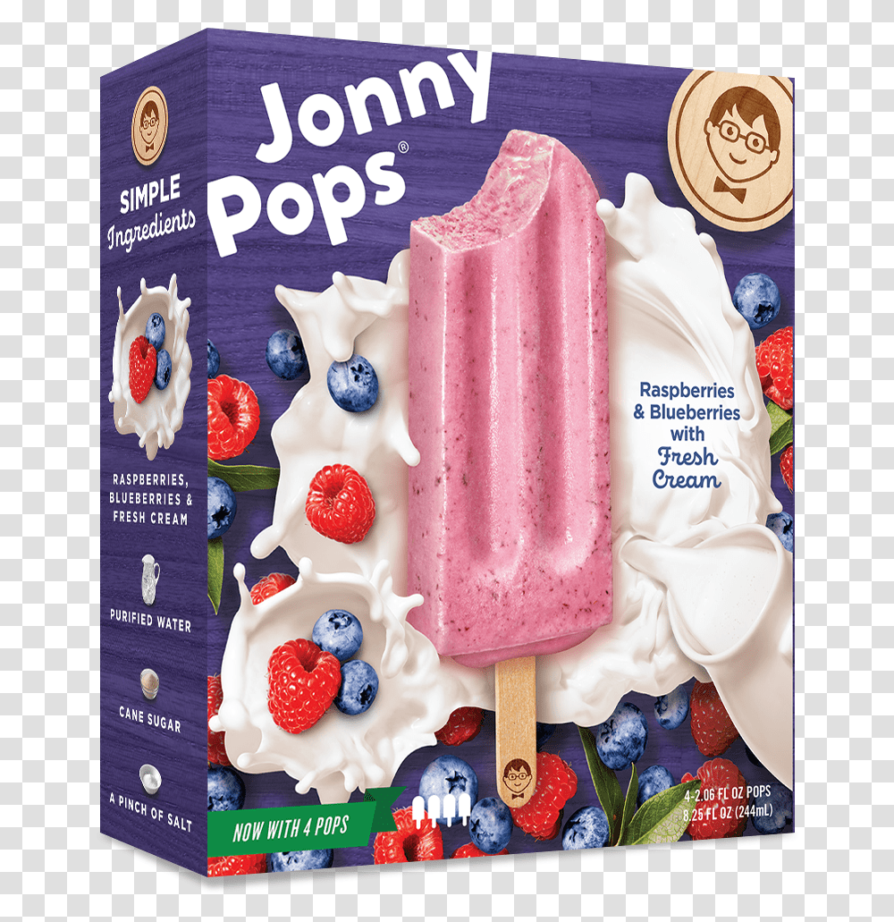 Creamy Raspberries & Blueberries Ice Pop, Birthday Cake, Dessert, Food, Creme Transparent Png