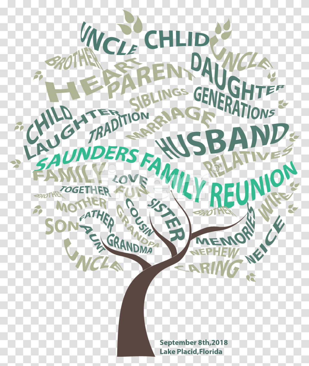 Create A Word Art Family Tree Or Custom Shape Word Word Art Tree, Poster, Advertisement, Flyer Transparent Png