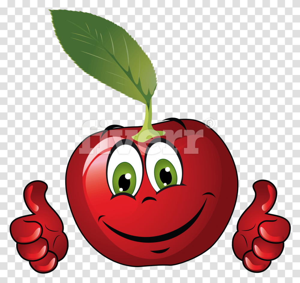 Create Funny Emoticons And Emoji For Any Object Emoticon Smiley, Plant, Fruit, Food, Cherry Transparent Png