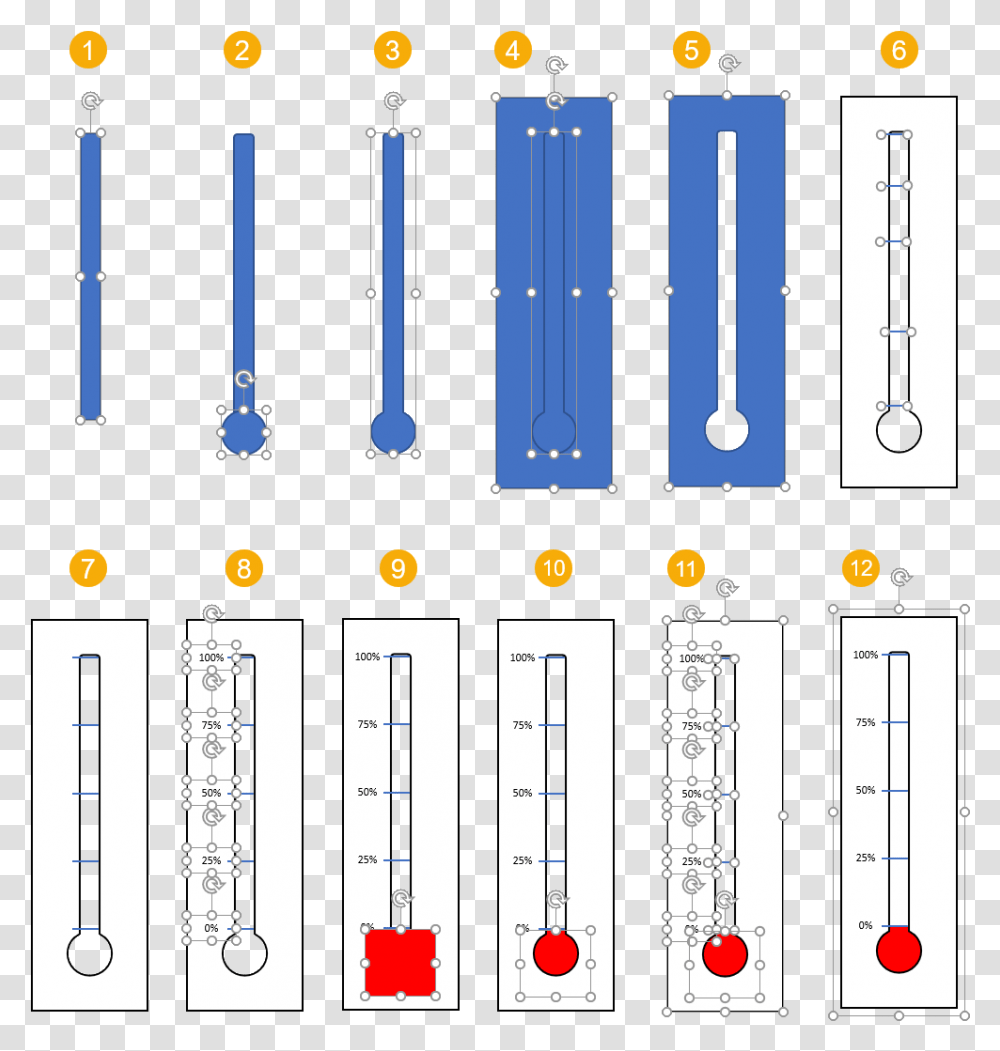 Create Thermometer Template With Shapes In Powerpoint Thermometer Actual, Number, Label Transparent Png