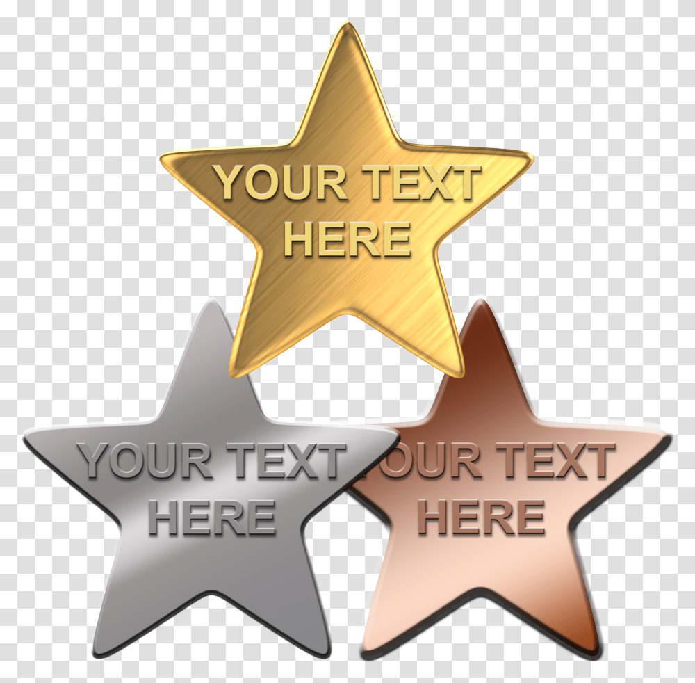 Create Your Own Star Badge Embossed With Text Gold Star On Badges,  Transparent Png