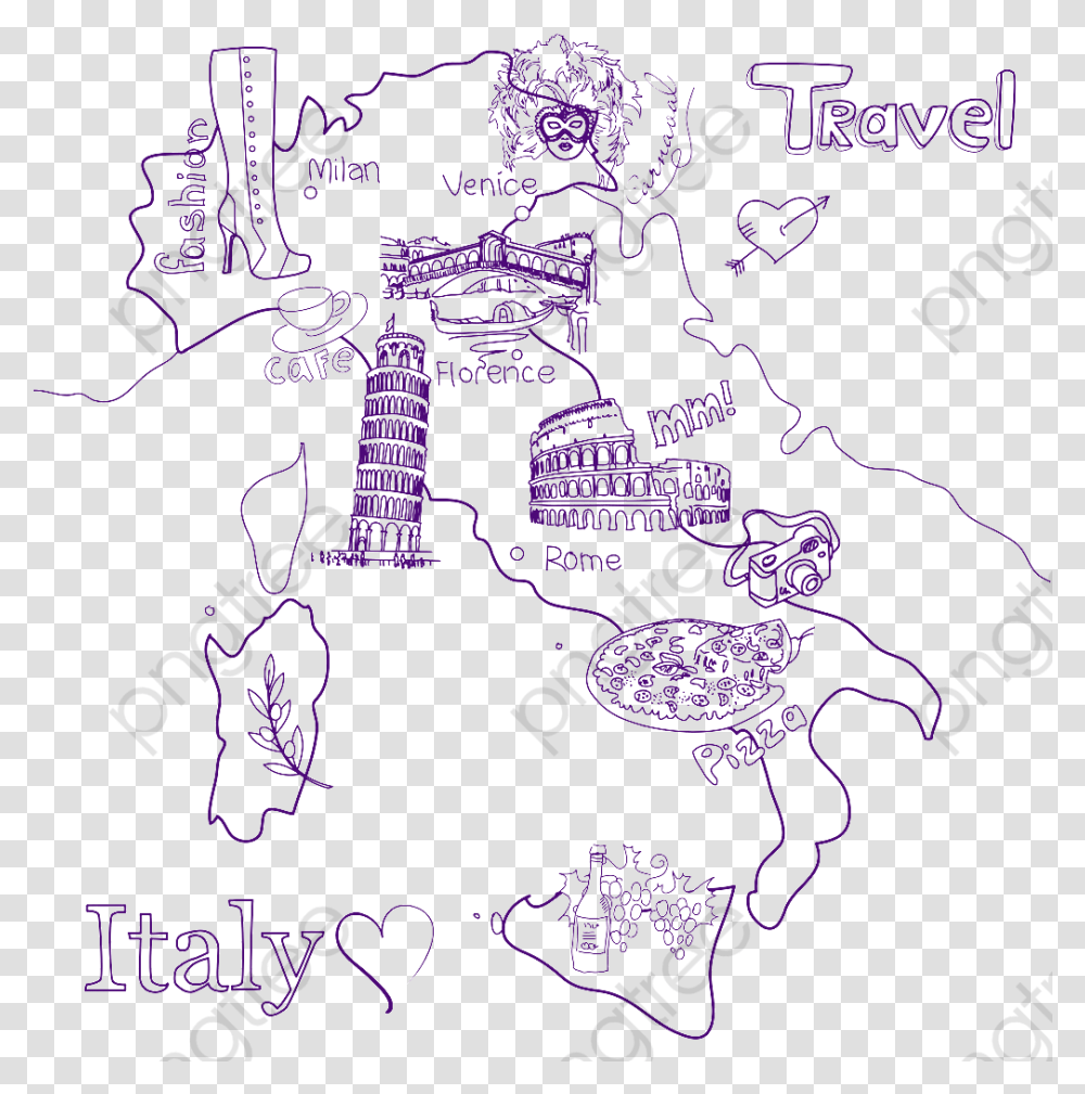 Creative Map Hand Drawn, Drawing Transparent Png