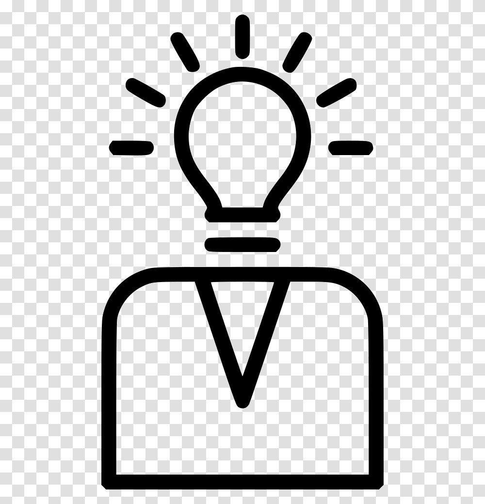 Creative Mind Thinking Idea Bulb Person Enterpreneur Icon, Light, Lightbulb, Stencil Transparent Png