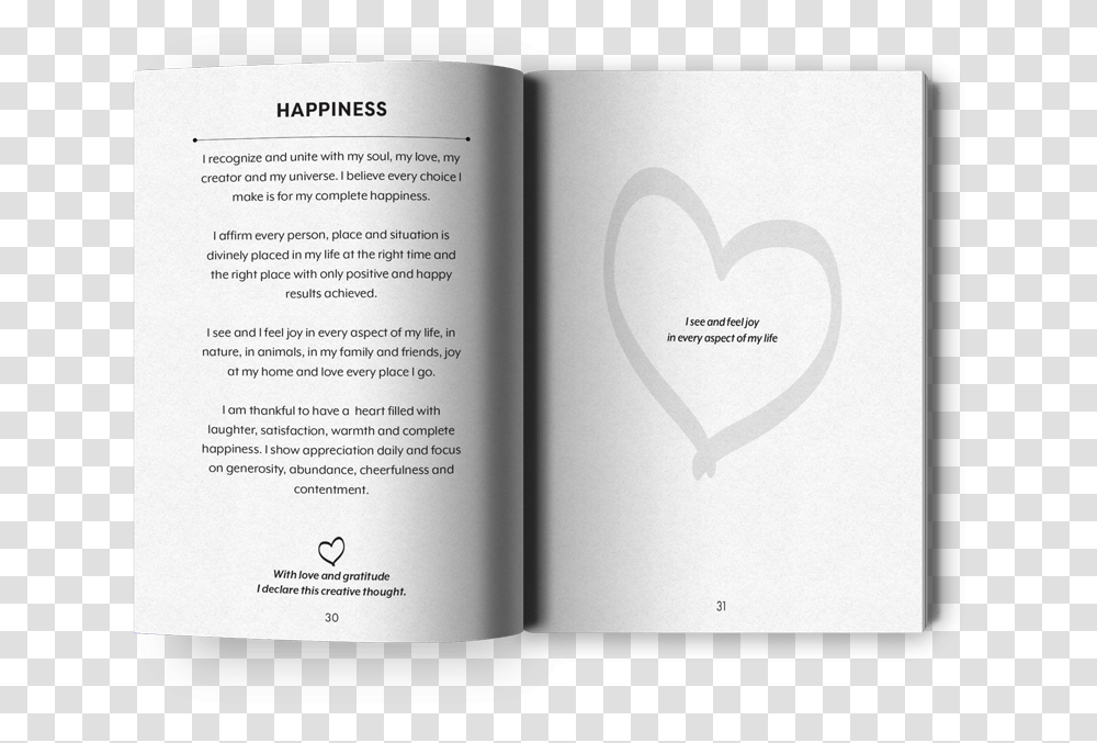 Creative Thought For Happiness Heart, Book, Page, Document Transparent Png