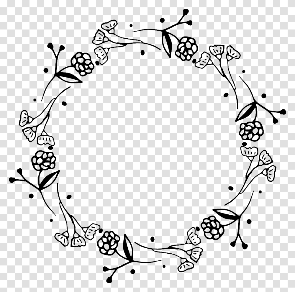 Creative Wreath Free Buckle Black And White Wreath, Stencil, Floral Design Transparent Png