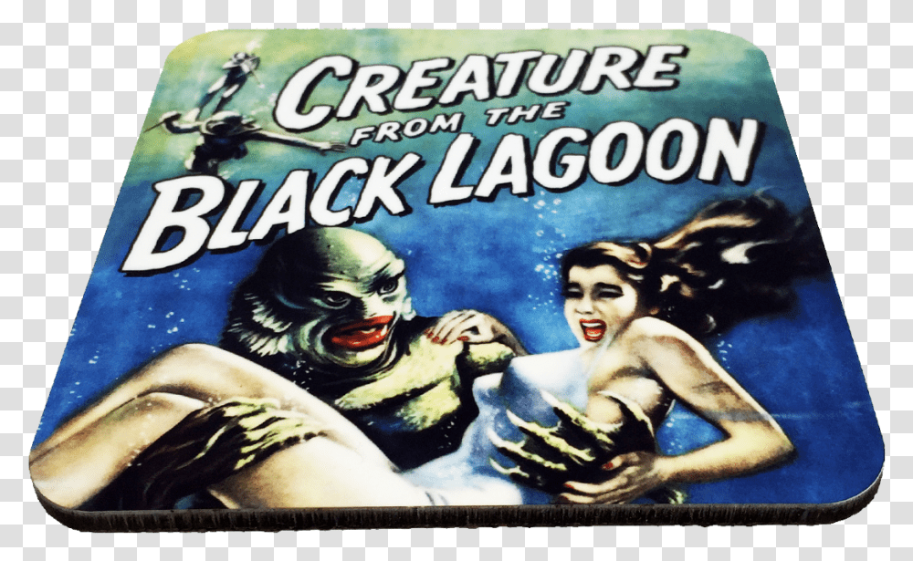 Creature From The Black Lagoon Drink Coaster Vintage Horror Poster, Person, Human, Advertisement, Hand Transparent Png
