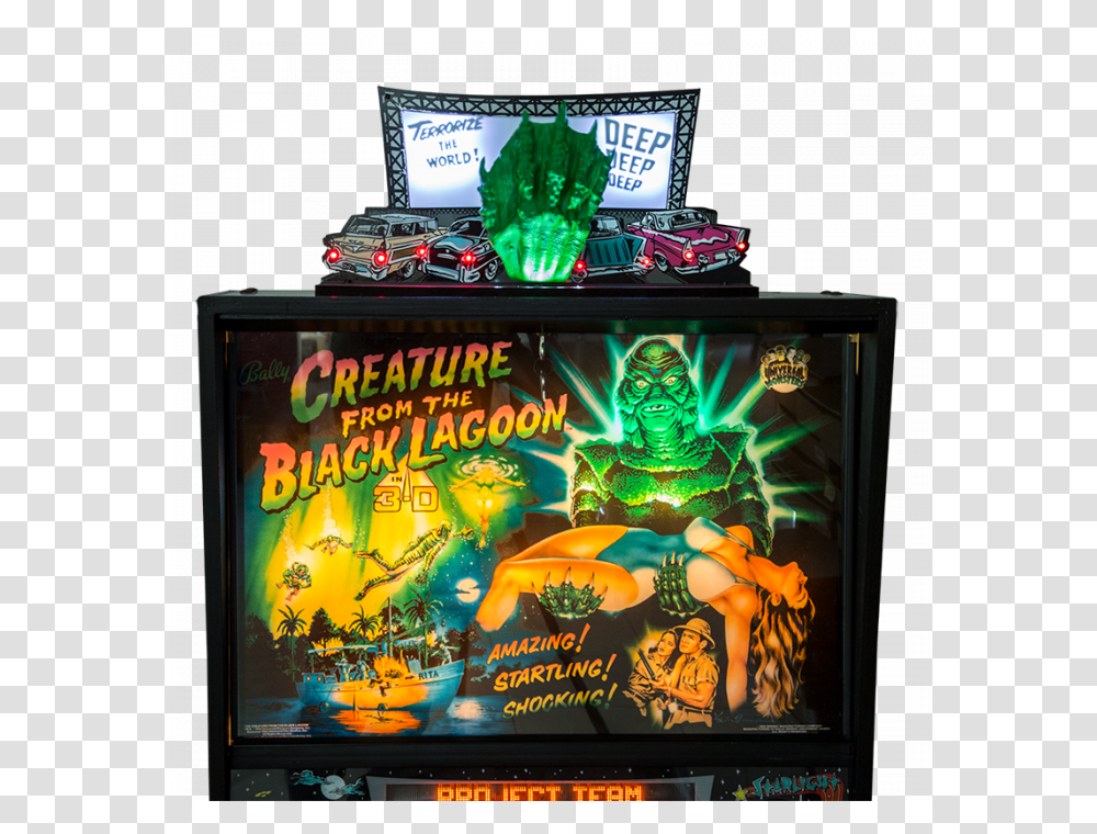 Creature From The Black Lagoon Pinball, Person, Arcade Game Machine, Monitor, Screen Transparent Png