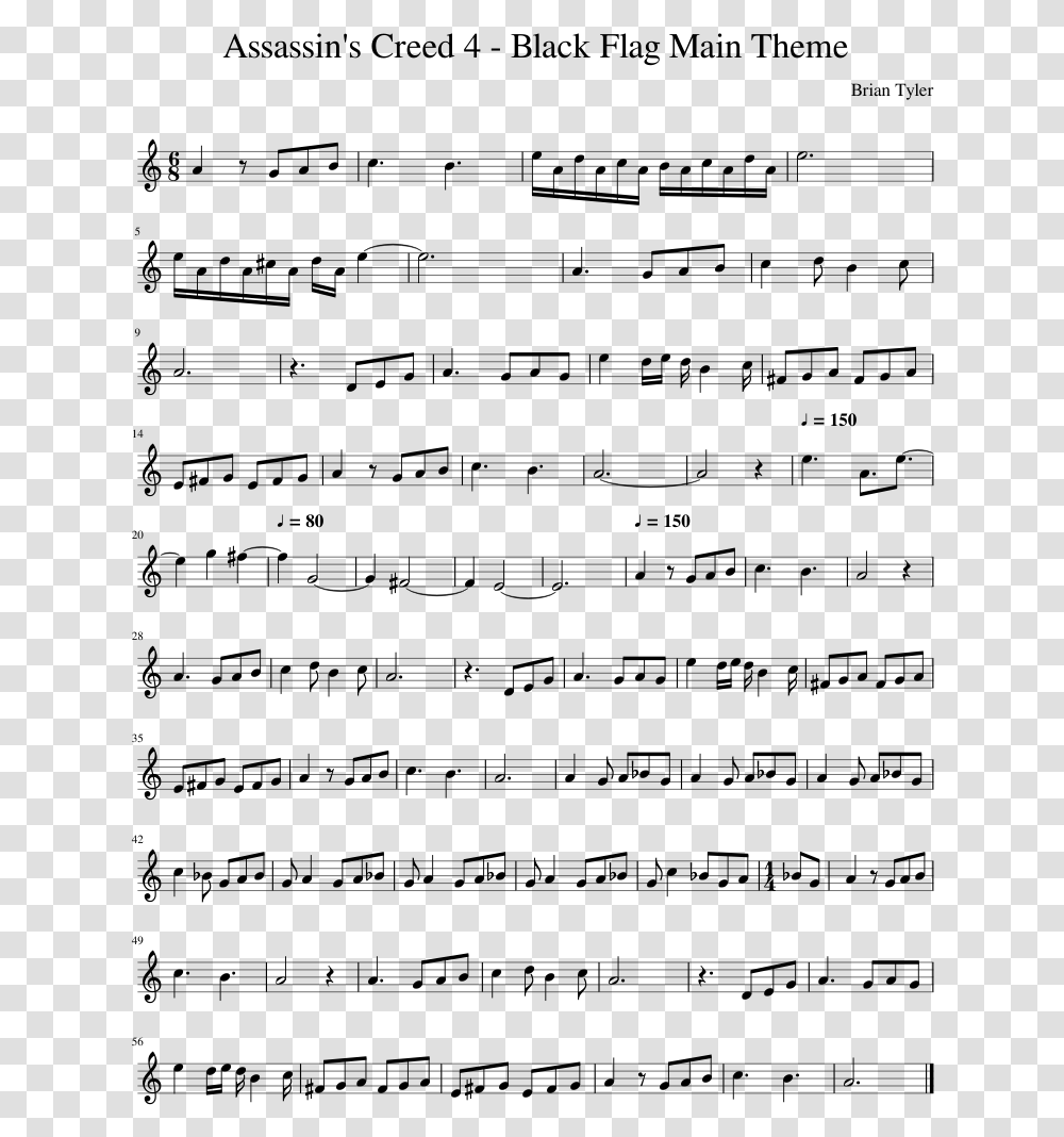 Creed Black Flag Violin Sheet Music, Gray, World Of Warcraft Transparent Png