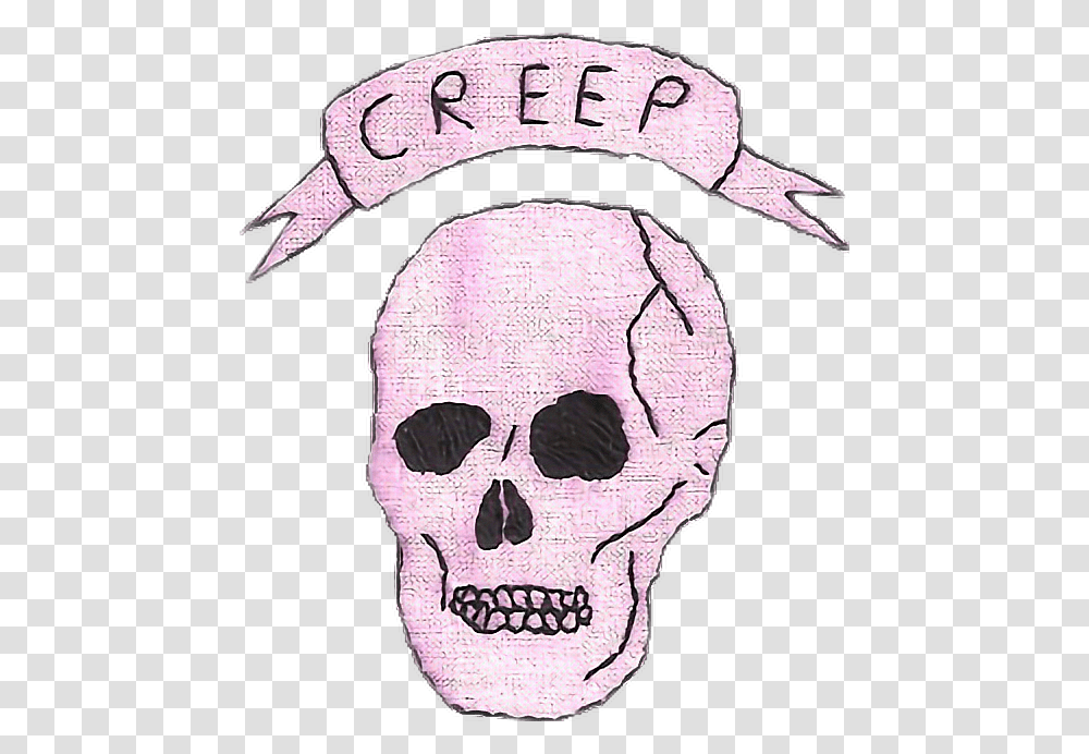 Creep Skull Patch Pink Tumblr Aesthetic Aesthetic Tumblr Pink, Drawing, Head, Doodle Transparent Png