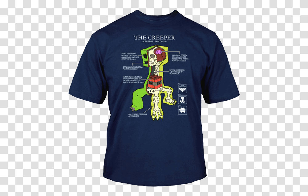 Creeper Anatomy Youth T Shirt Minecraft Latest Version Pe, Apparel, T-Shirt Transparent Png
