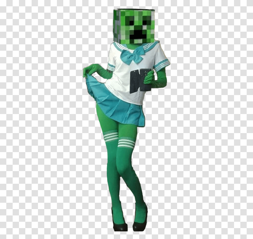 Creeper Meme Girl Cosplay Sticker By Lizp255 Minecraft Creeper Cosplay, Clothing, Apparel, Costume, Person Transparent Png