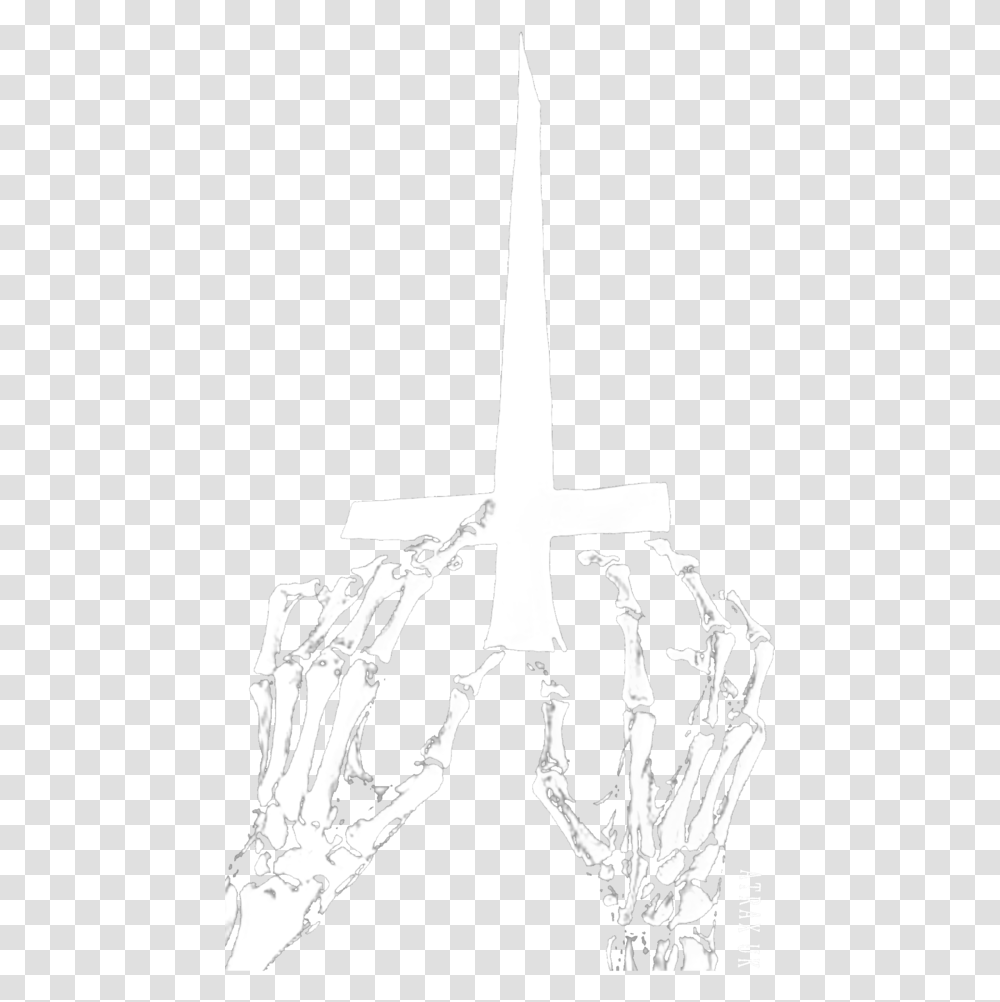 Creepy Cross Sketch, Stencil, Skeleton Transparent Png