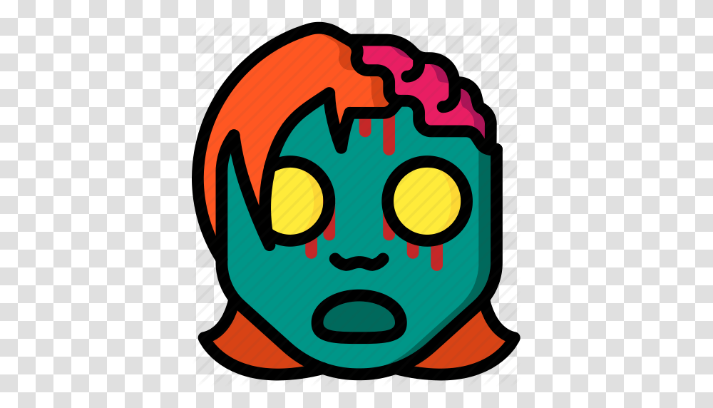 Creepy Emojis Girl Halloween Scary Spooky Zombie Icon, Label, Plant, Poster Transparent Png
