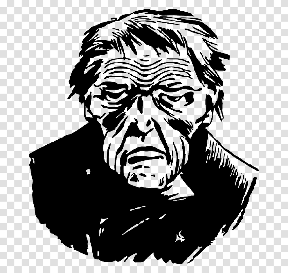 Creepy Ghoul Monster Sad Ugly Man Person Face Ugly Human Face Cartoon, Stencil, Label Transparent Png