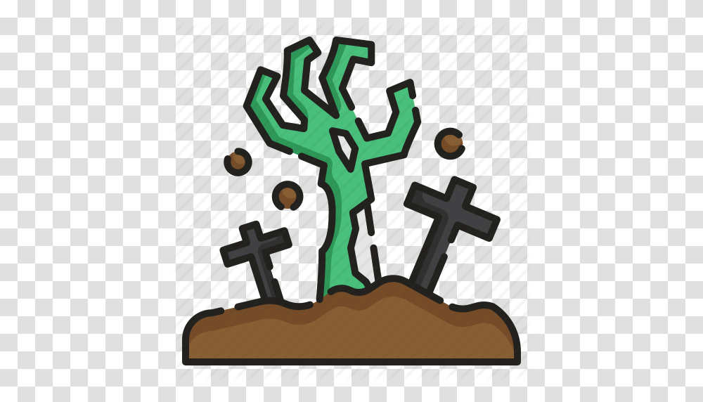 Creepy Graveyard Halloween Horror Living Dead Spooky Zombie Icon Transparent Png