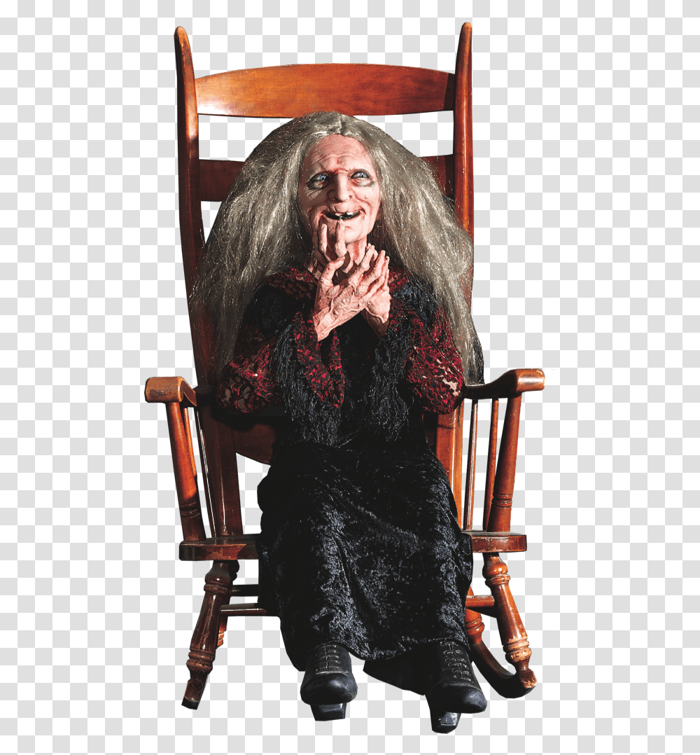 Creepy Witch Free Download Sitting Witch, Furniture, Person, Long Sleeve Transparent Png