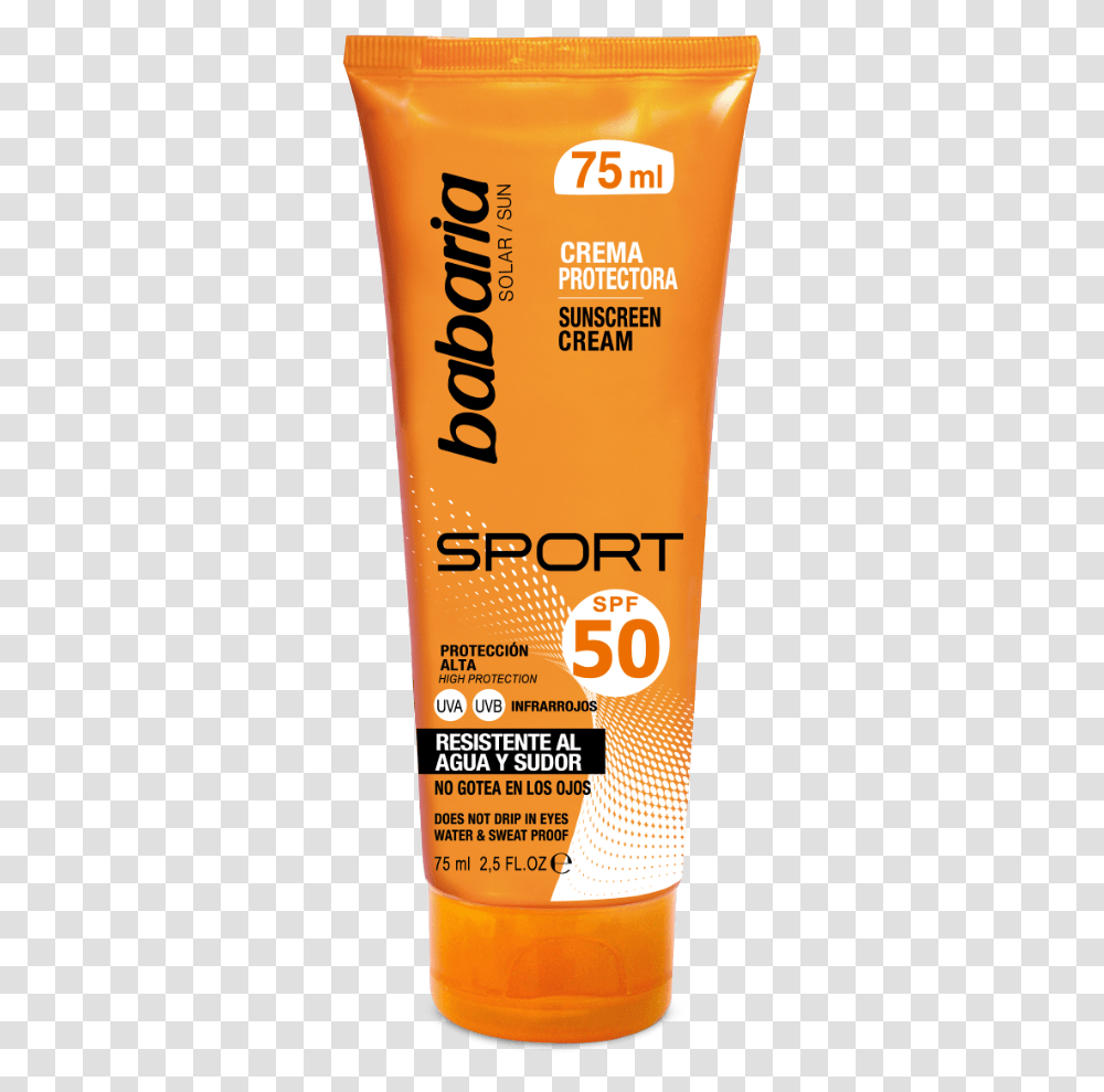 Crema Facial Solar Sport Spf 50 De Babaria Sunscreen, Cosmetics, Bottle, Beer, Alcohol Transparent Png