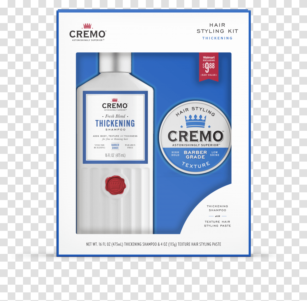 Cremo Hair Styling Kit Cremo Thickening Shampoo Transparent Png