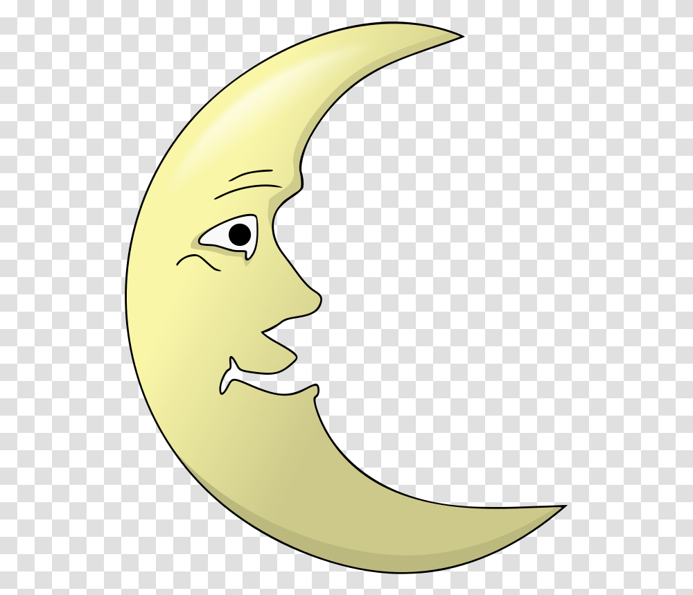 Crescent Face Illustration And Animated Moon Clipart, Plant, Food, Banana, Fruit Transparent Png