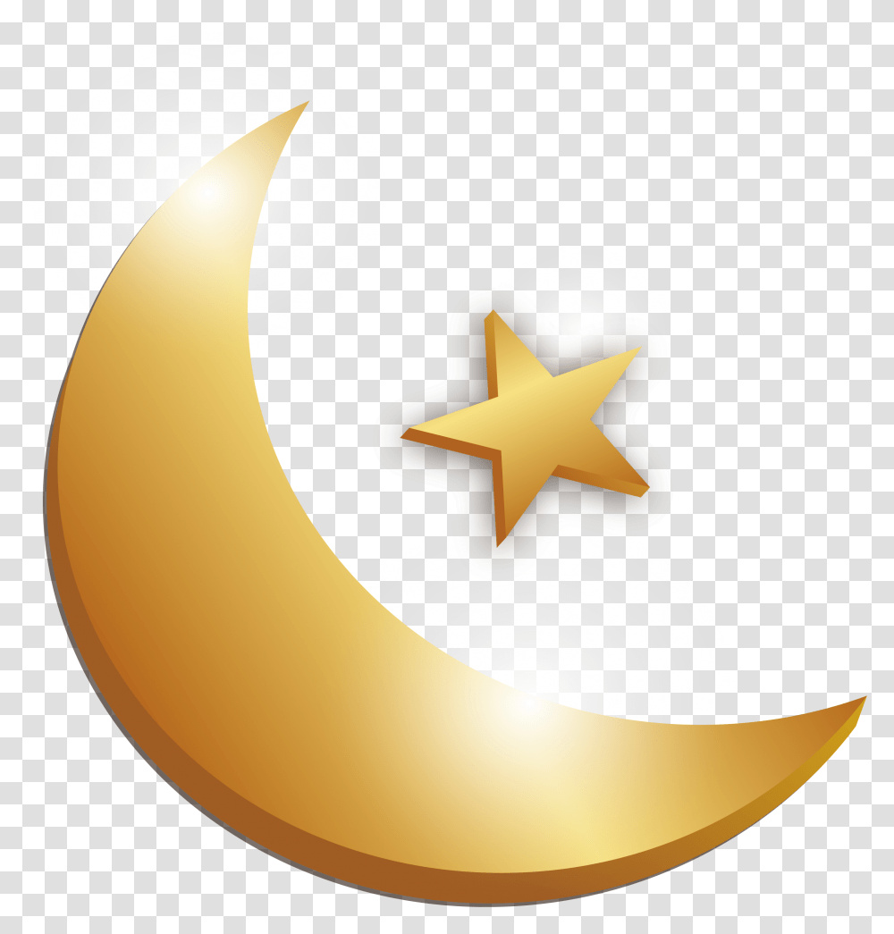 Crescent Moon Background Gold Moon And Star, Lamp, Symbol, Star Symbol, Number Transparent Png