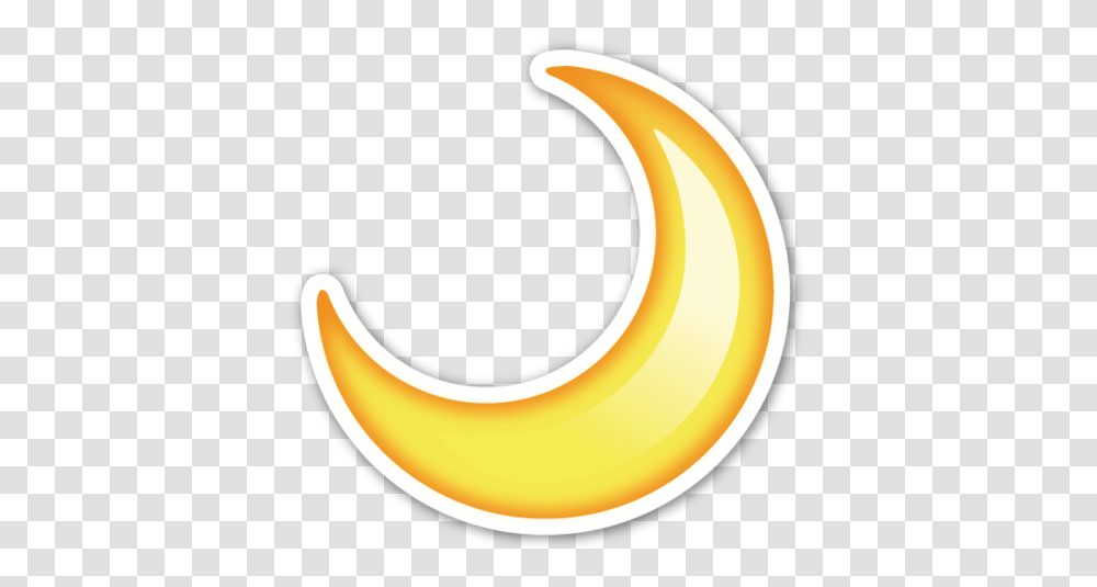 Crescent Moon Smileys Stickers Emoji Moon, Plant, Fruit, Food, Banana Transparent Png