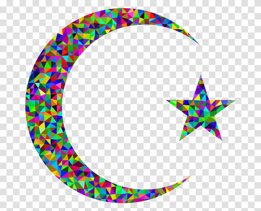 Crescent Moon Symbols Of Islam Mosaic Crescent Moon With Star, Star Symbol, Flag, Balloon, Text Transparent Png