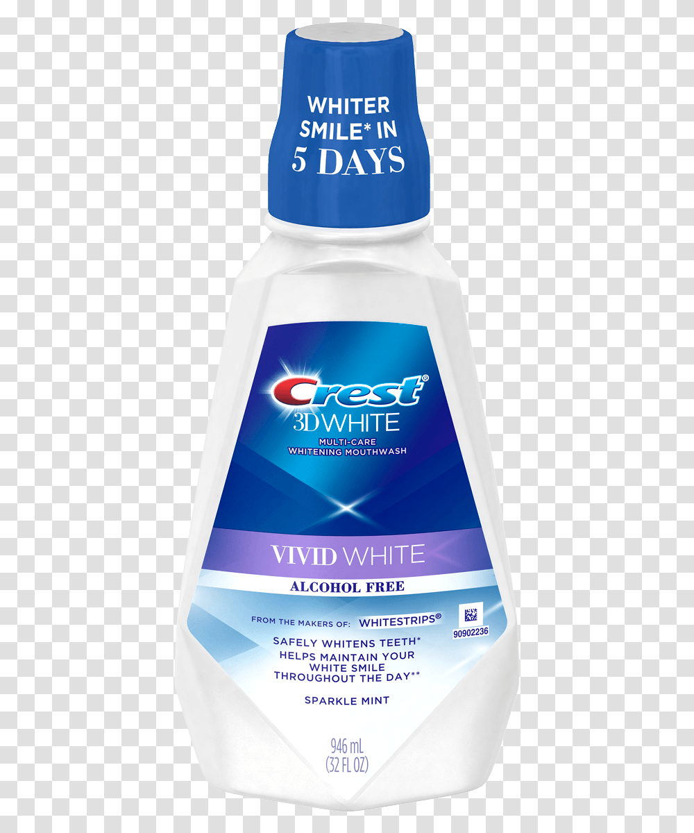 Crest 3d Vivid White Mouthwash, Bottle, Shampoo, Cosmetics, Aluminium Transparent Png