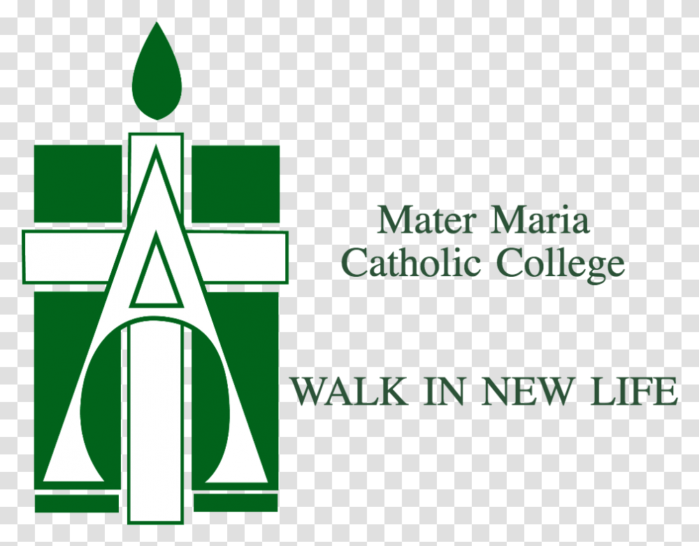 Crest Logo Mater Maria Catholic College Symbol, Text, Trademark, Alphabet, Triangle Transparent Png