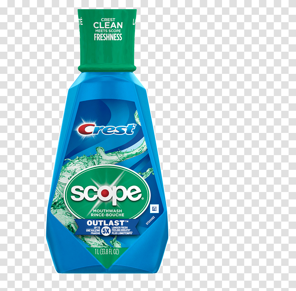 Crest Scope Outlast Peppermint Mouthwash Crest Scope Mouthwash, Bottle, Shampoo, Label Transparent Png