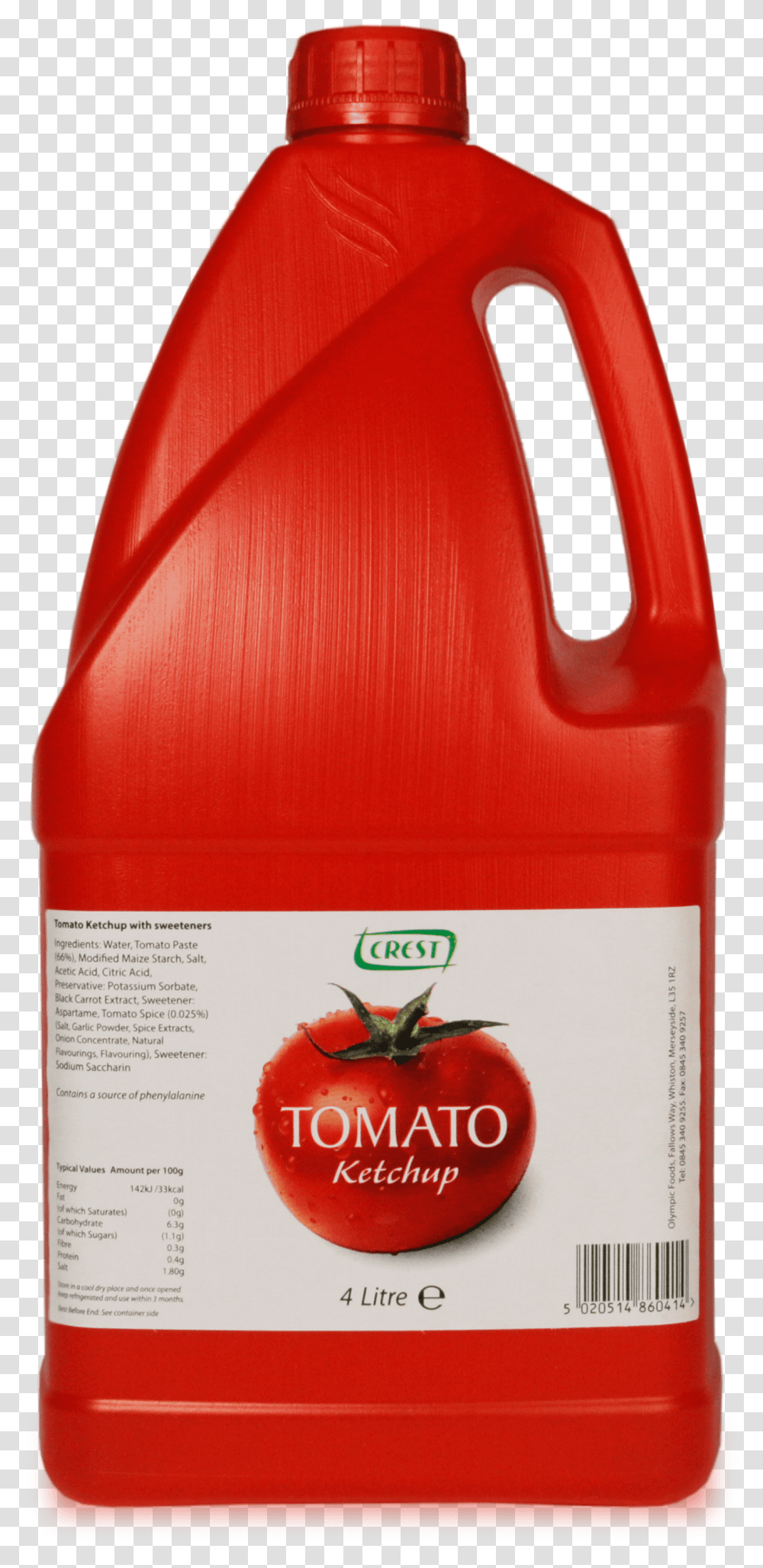 Crest Tomato Ketchup 4l Jug Troy's Tomato Ketchup, Food, Plant, Vegetable Transparent Png