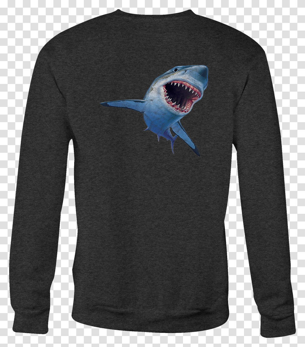Crewneck Sweatshirt Great White Shark Shirt For Men Great White Shark, Sleeve, Apparel, Long Sleeve Transparent Png