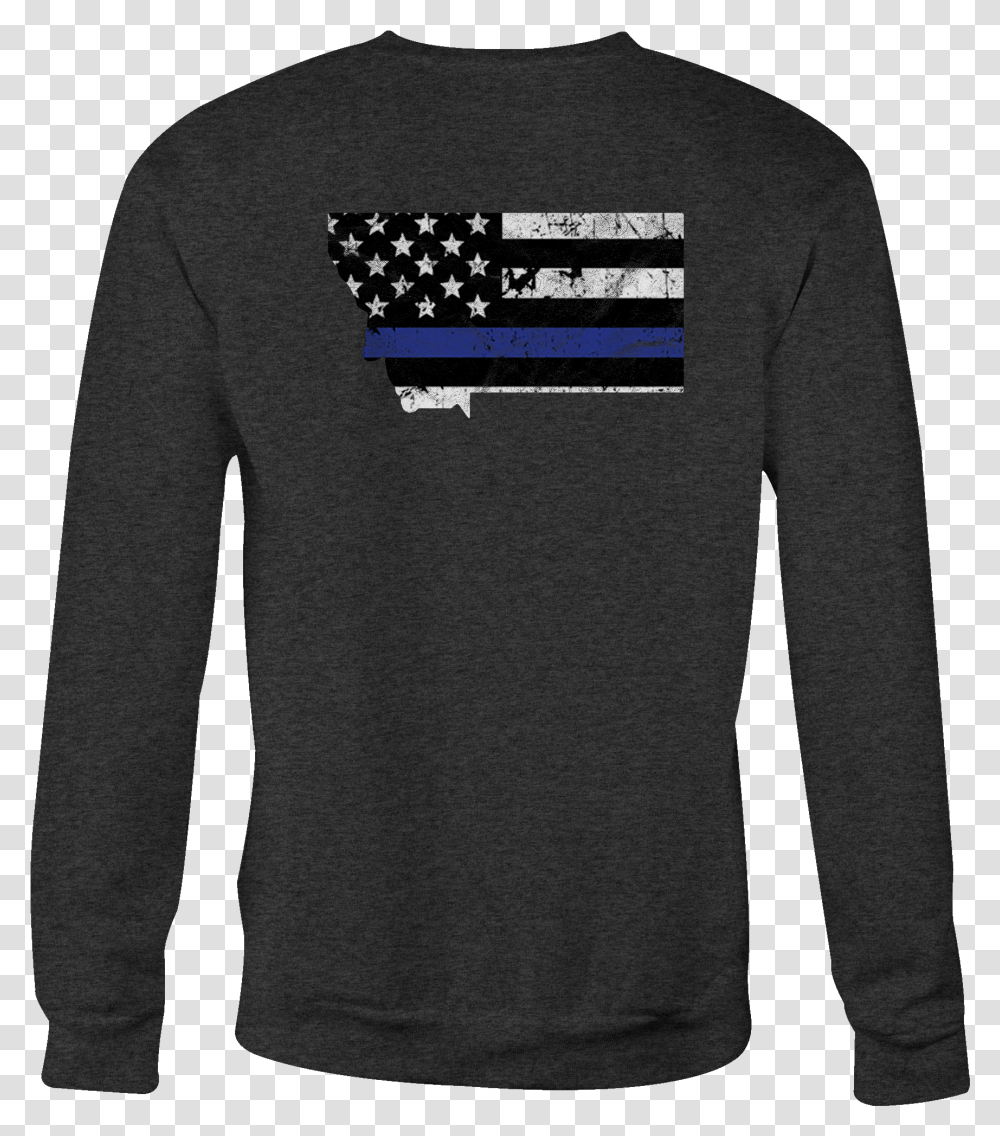 Crewneck Sweatshirt Montana Thin Blue Line, Sleeve, Clothing, Apparel, Long Sleeve Transparent Png