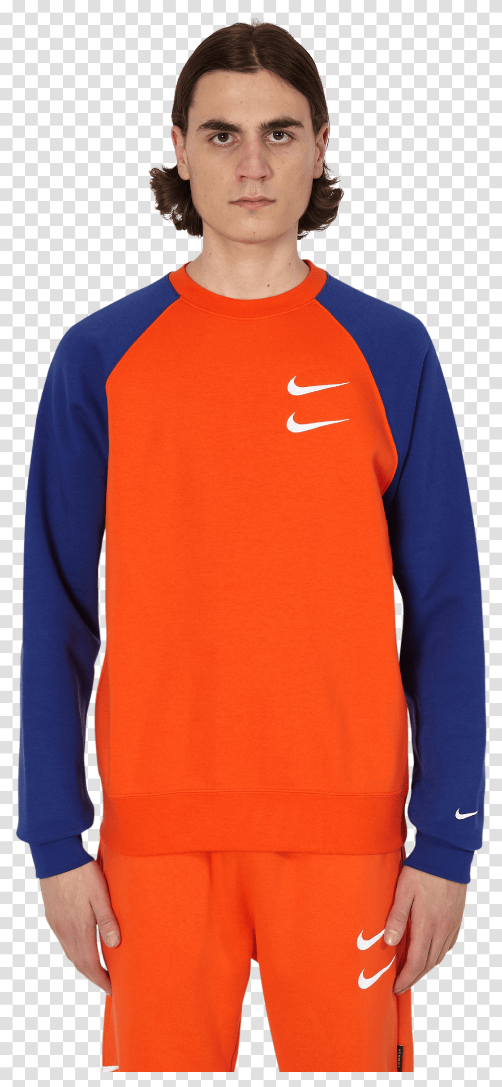 Crewneck Sweatshirt Nike Double Swoosh Orange, Sleeve, Clothing, Apparel, Long Sleeve Transparent Png