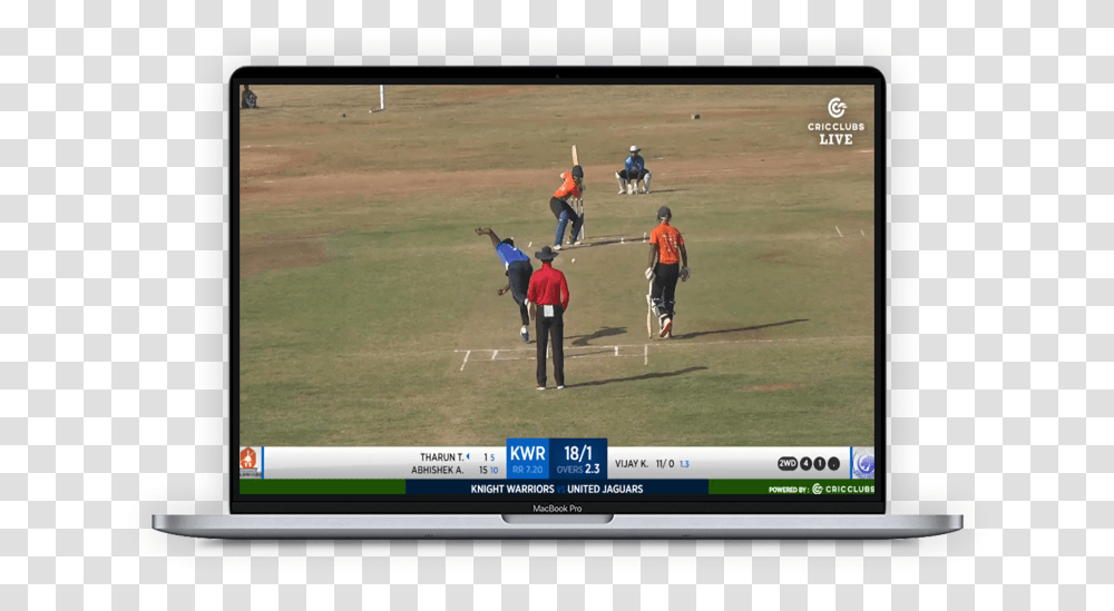 Cricclubs Cricket Like Never Before Leisure, Person, Human, Monitor, Screen Transparent Png