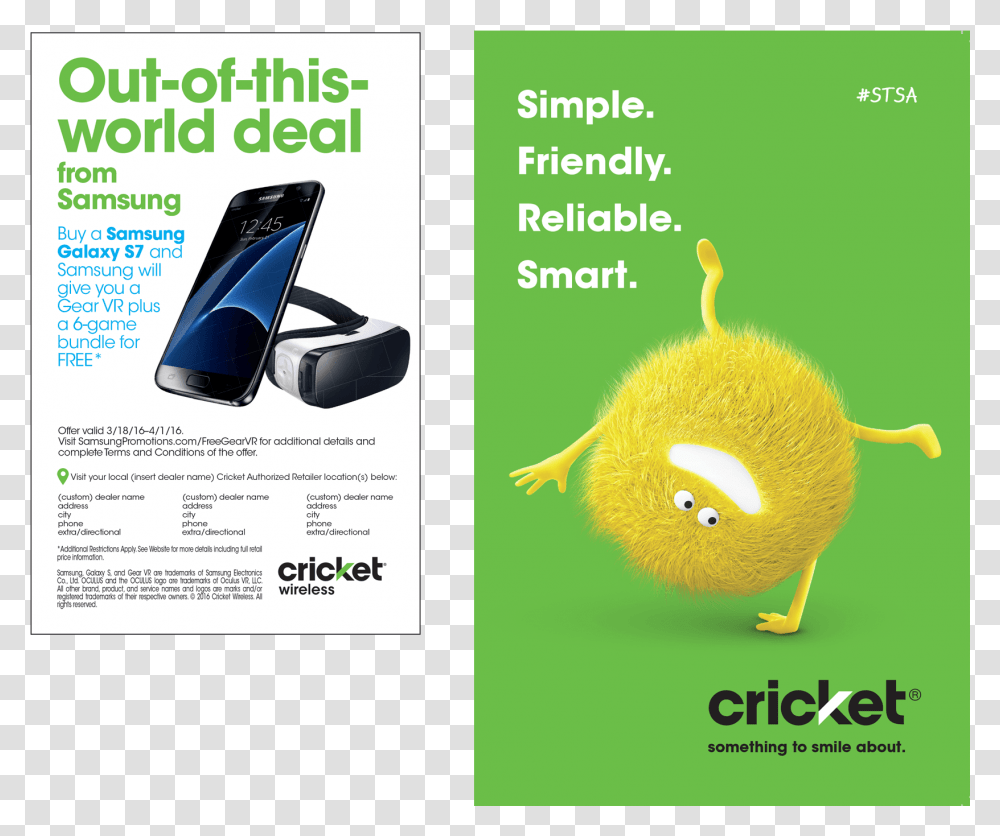 Cricket Wireless Mobile Phone, Poster, Advertisement, Paper Transparent Png