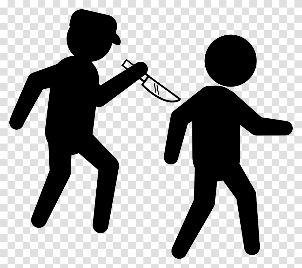 Criminal With A Knife Behind A Walker Criminals, Silhouette, Person, Stencil Transparent Png