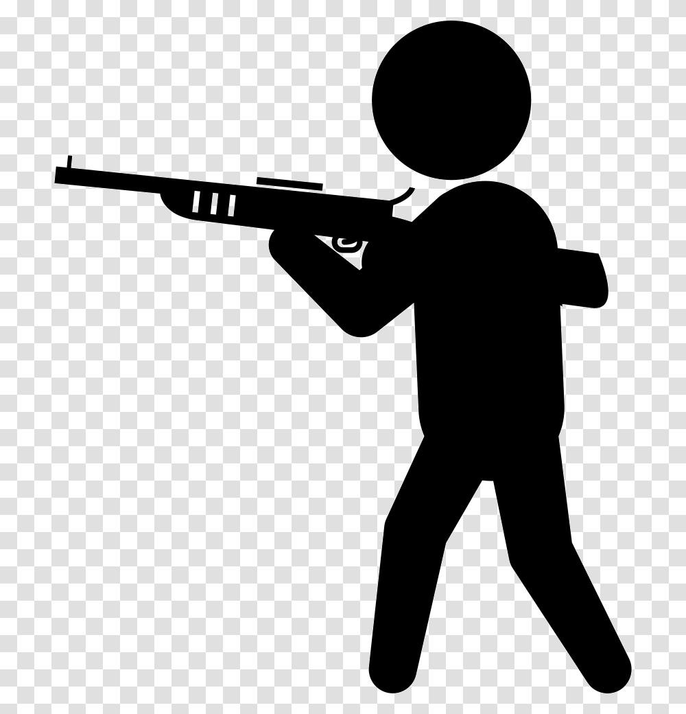 Criminal With Big Gun Silhouette Stickman With Gun, Person, Human, Photography, Hunting Transparent Png