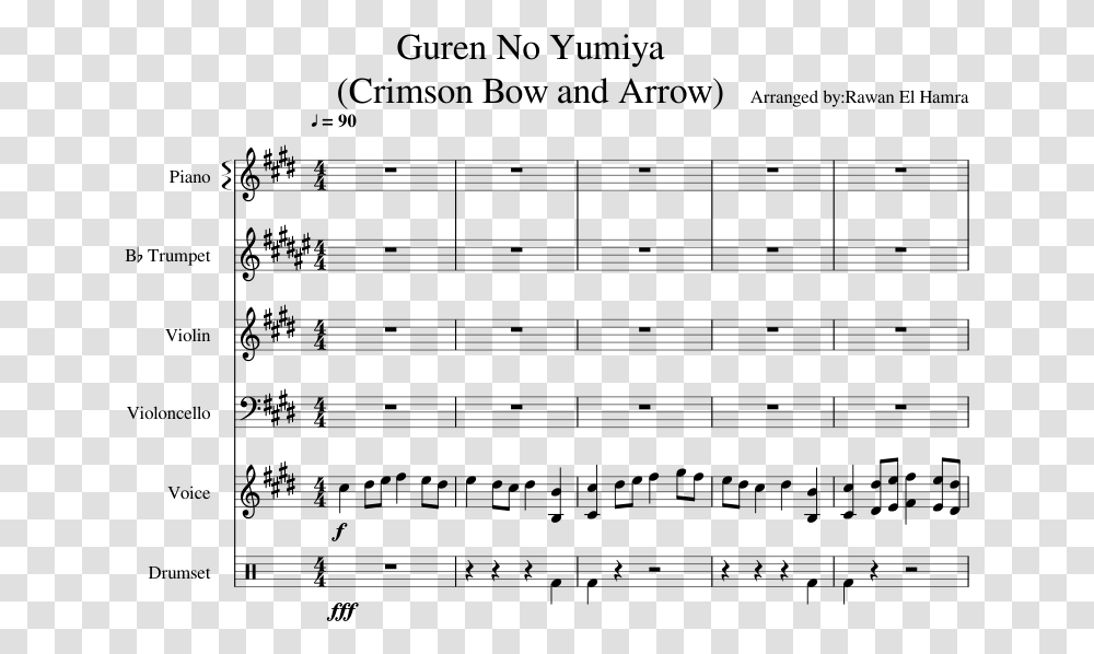 Crimson Bow And Arrow Violin Sheet Music, Gray, World Of Warcraft Transparent Png