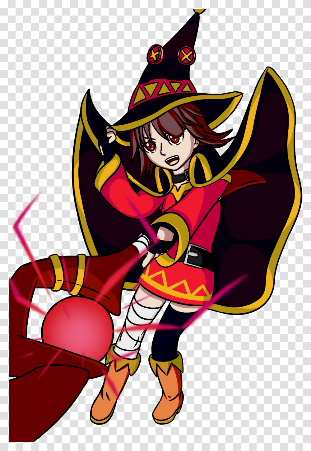 Crimson Demon Megumin Cartoon, Person, Meal, Performer Transparent Png