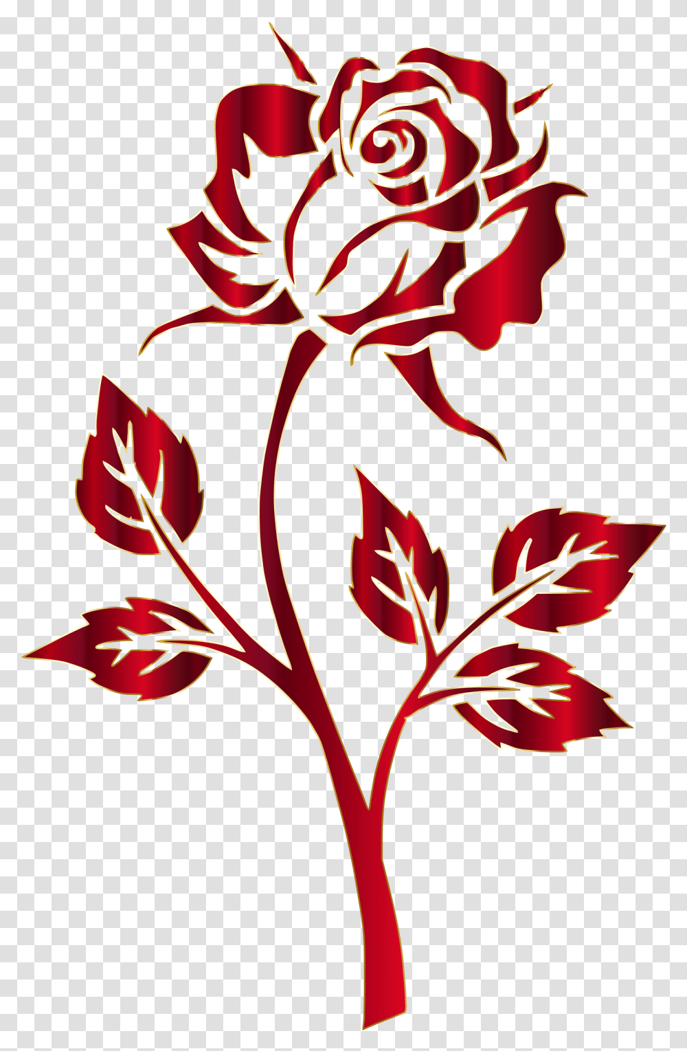 Crimson Rose Silhouette No Background By Gdj Flower Clipart Black And White, Graphics, Plant, Floral Design, Pattern Transparent Png