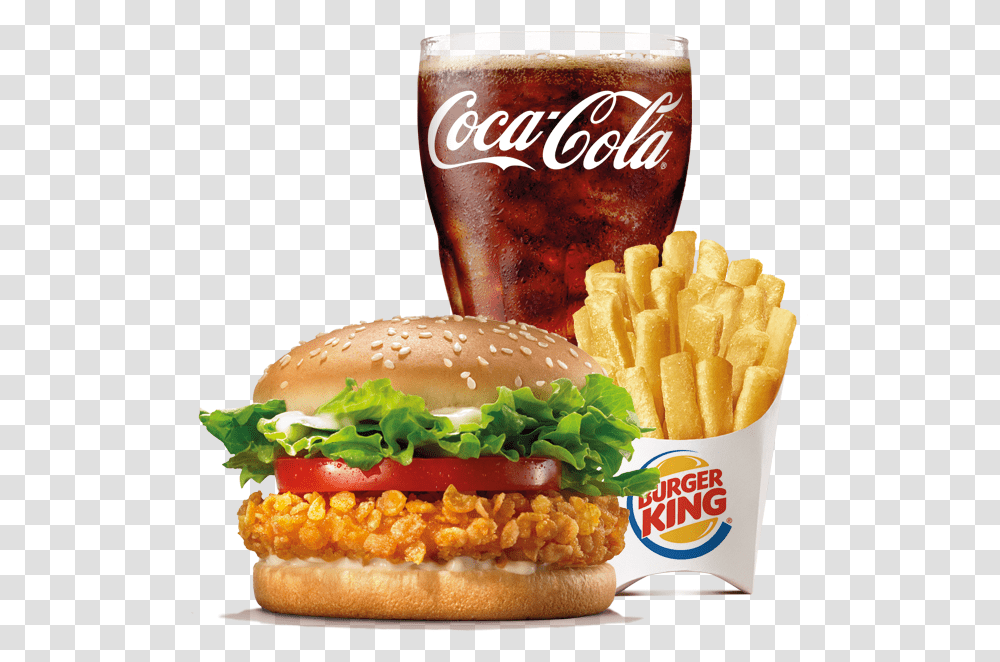 Crispy Chicken Burger King, Food, Fries, Beer, Alcohol Transparent Png
