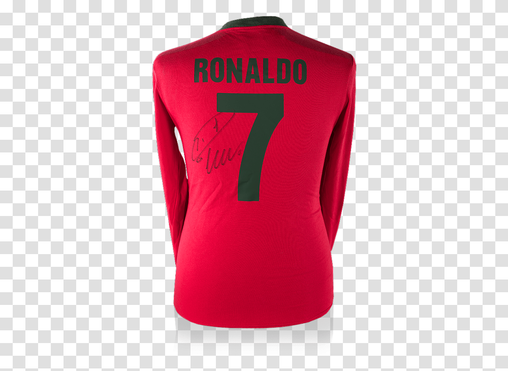 Cristiano Ronaldo Back Signed Retro Portugal Home Shirt Long Sleeve, Clothing, Apparel, Jersey, Number Transparent Png