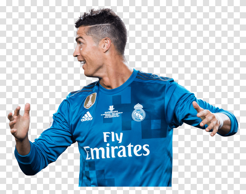 Cristiano Ronaldo Cr7 Real Madrid By Dianjay Clipart Cristiano Ronaldo Blue Jersey, Sphere, Person, Shirt Transparent Png