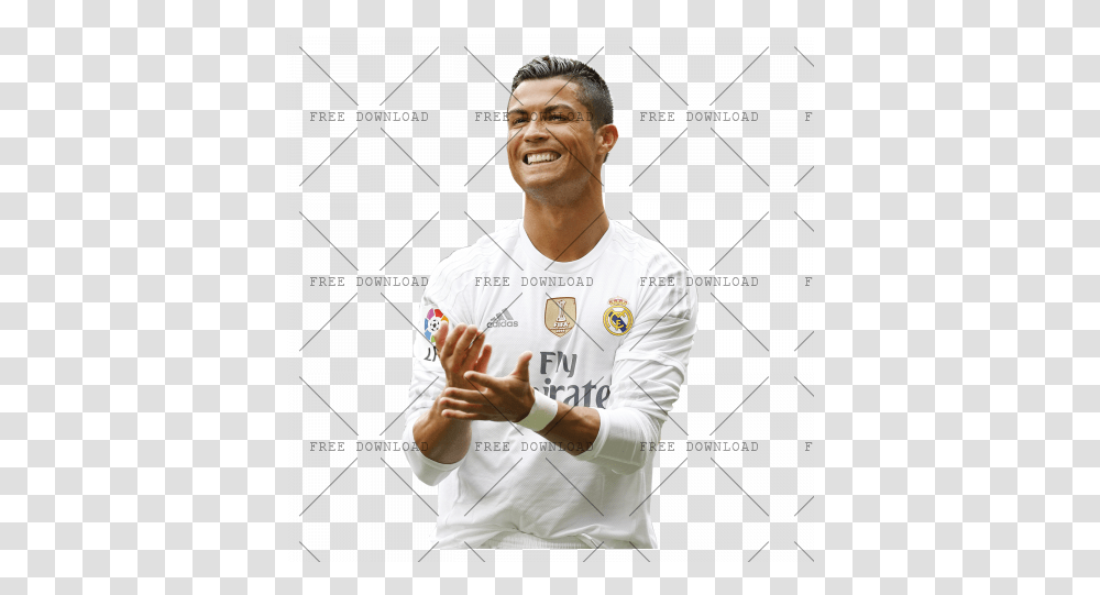 Cristiano Ronaldo De Image With Background Ronaldo Real Madrid, Person, Human, Clothing, Apparel Transparent Png