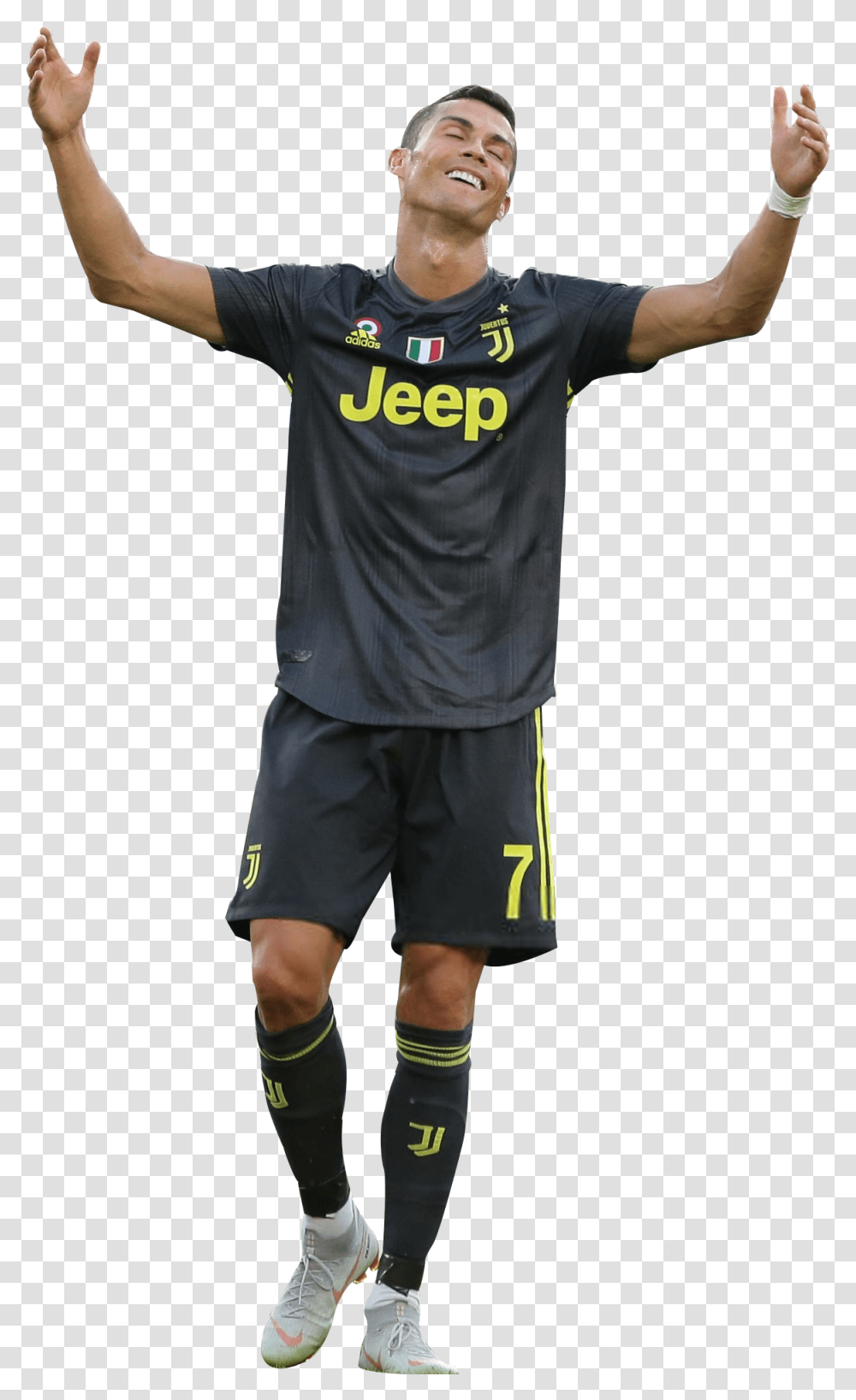 Cristiano Ronaldo Football Render 48719 Footyrenders Cristiano Ronaldo Juventus, Clothing, Shorts, Person, Sleeve Transparent Png