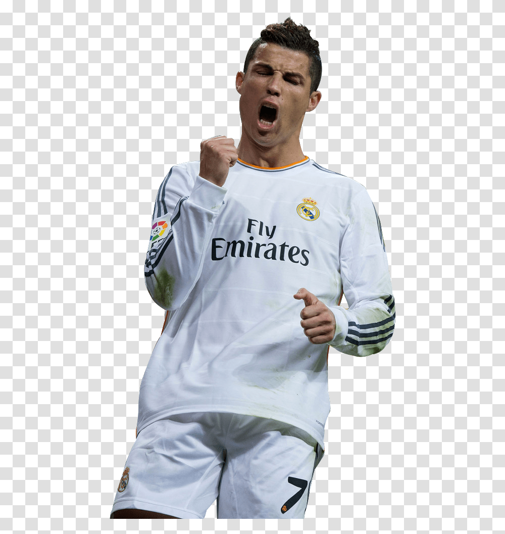 Cristiano Ronaldo Football Renders Cristiano Ronaldo Real Madrid, Clothing, Apparel, Sleeve, Shirt Transparent Png