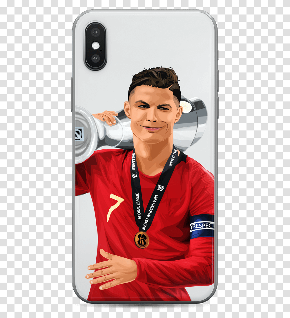 Cristiano Ronaldo Nation League Cup Winner Portugal Mobile Phone Case, Person, Face, Sport, Sleeve Transparent Png