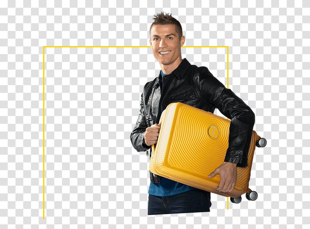 Cristiano Ronaldos Suitcase Cristiano Ronaldo American Tourister, Person, Human, Luggage Transparent Png