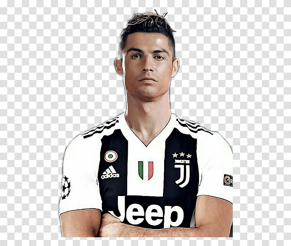 Cristianoronaldo Cr7 Juve Juventus Ronaldo Cr7 With Jersey Juventus, Apparel, Shirt, Person Transparent Png