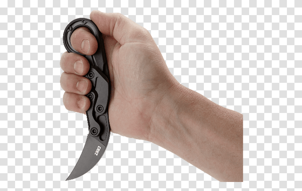 Crkt Provoke Kinematic Folding Karambit Knife, Person, Human, Hand, Finger Transparent Png